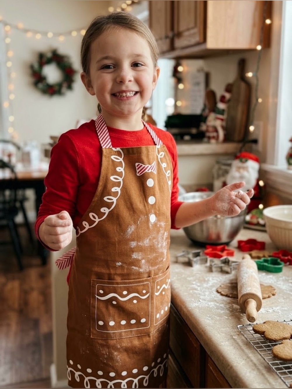 Wondershop Brown Gingerbread Apron Dress with Pink Bow Strap 
19” x 25”